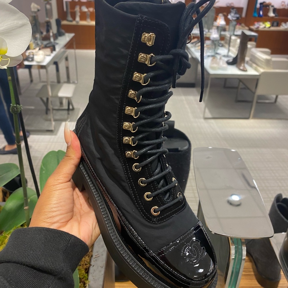 Chanel Laced Combat Boot